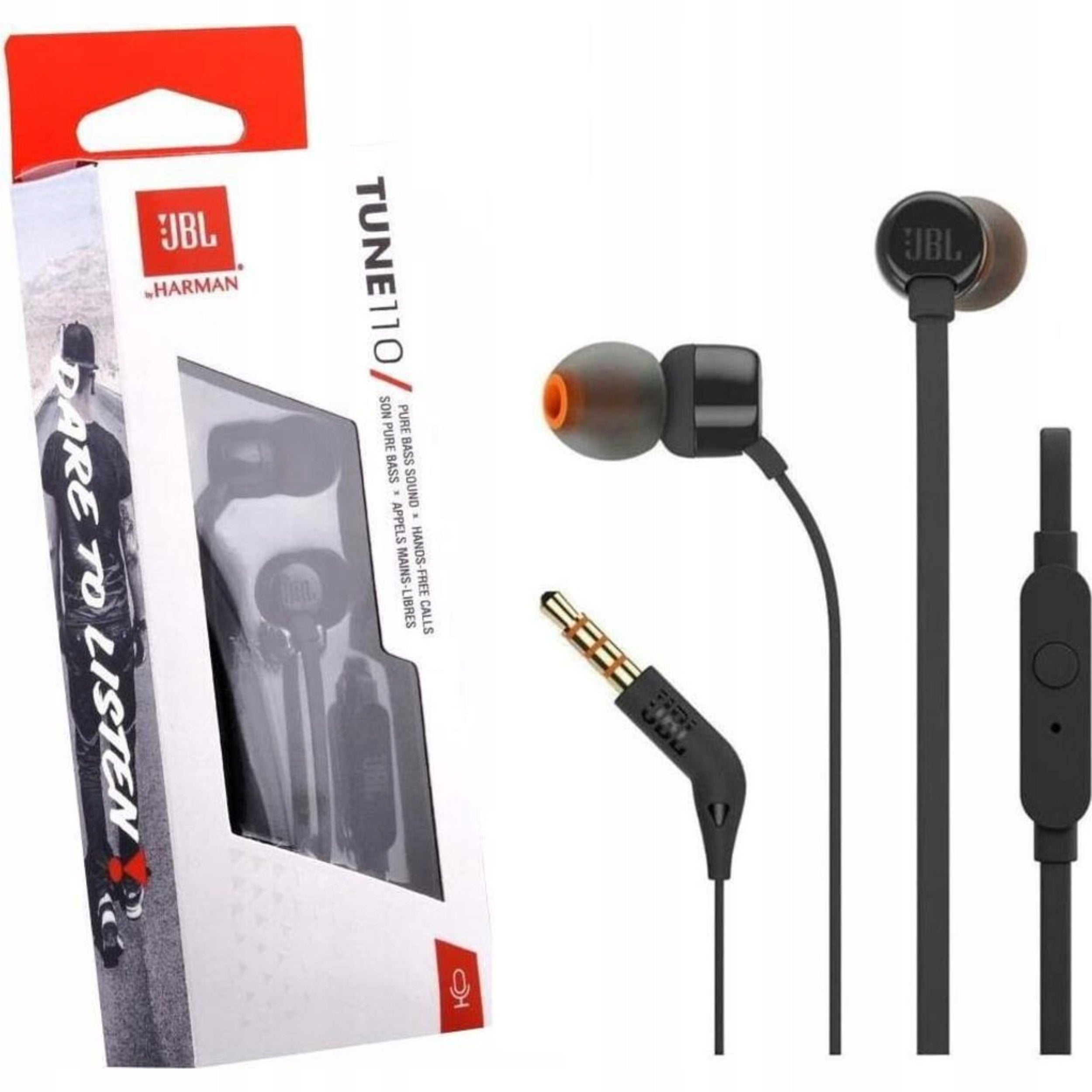 JBL T110 Wired In-Ear Headphones Jack 3.5mm For Laptop Phone Black