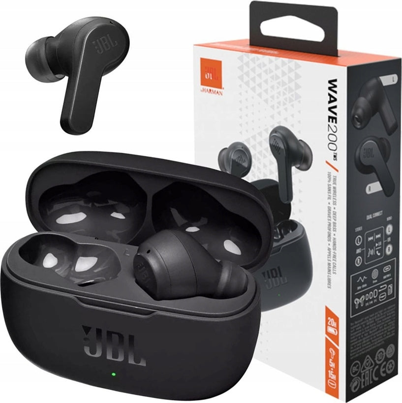 JBL WAVE 200 TWS WIRELESS BLUETOOTH HEADPHONES 5.0 BASS EARBUDS BLACK