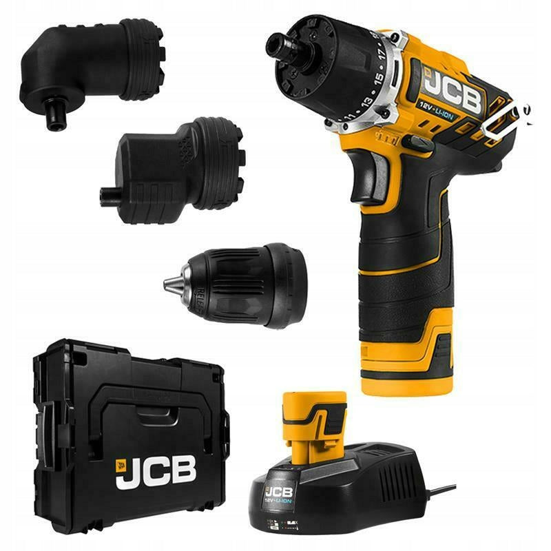 JCB 12DD Screwdriver 12 V 2 x 2,0 Ah Heads Suitcase L-Boxx 30 Nm