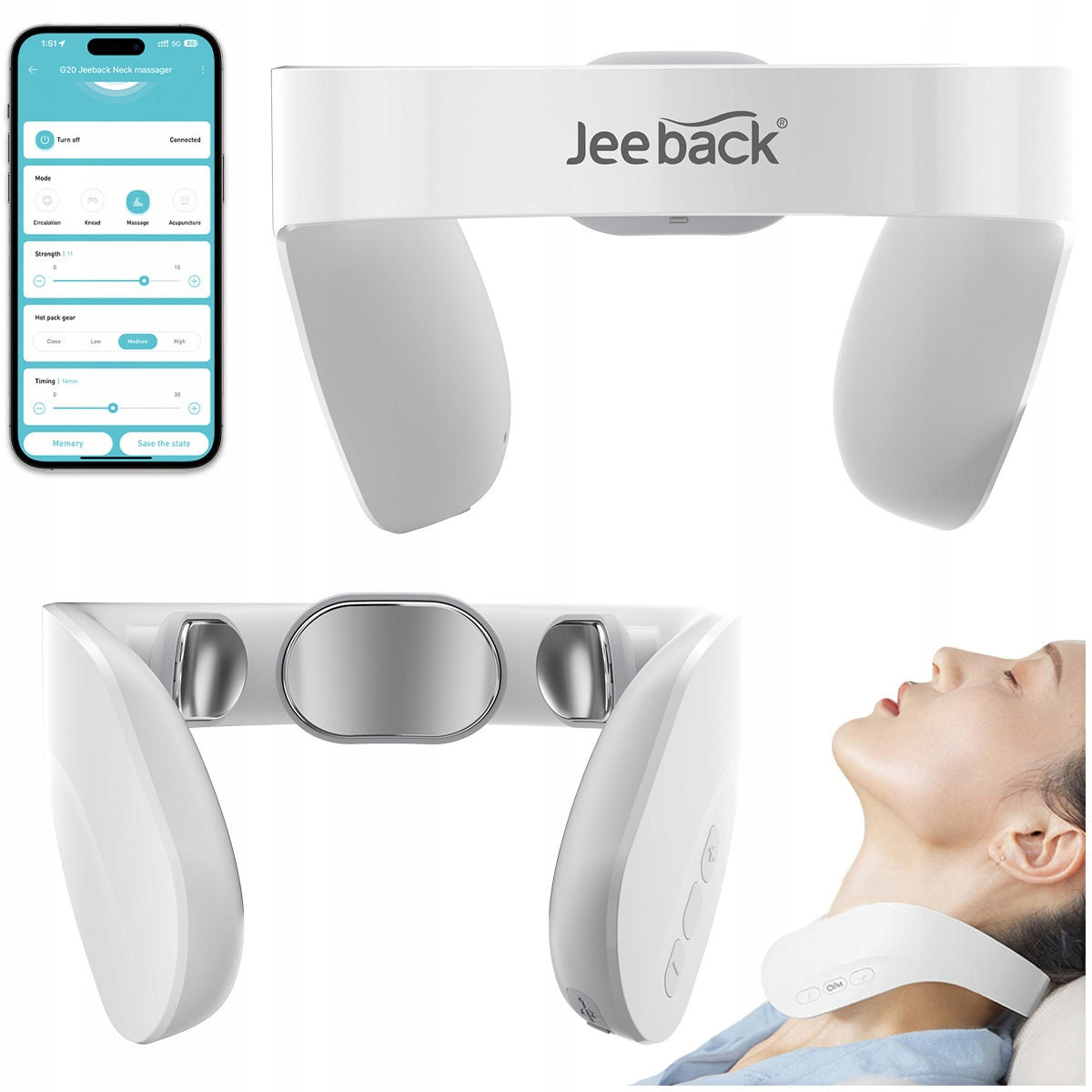 JEEBACK G20 Back Neck Massager Massage Device APP