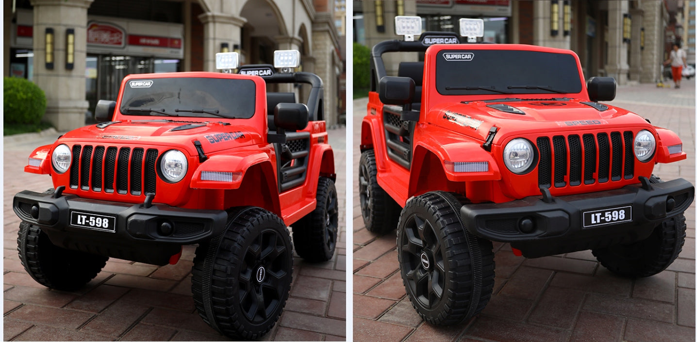 JEEP OFF ROAD 4x4 for BATTERY LEATHER PILOT AUTO SOFT FOAM EVA WHEELS Vehicle length 117 cm