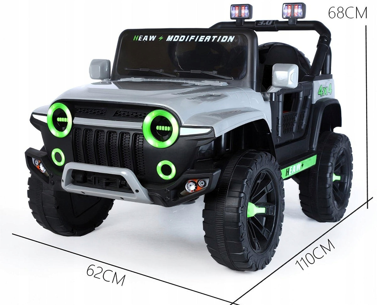 JEEP ST 4x4 Auto Battery Operated LEATHER, EVA, LED, 12V 7ah, Bluetooth, APP Vehicle length 110 cm