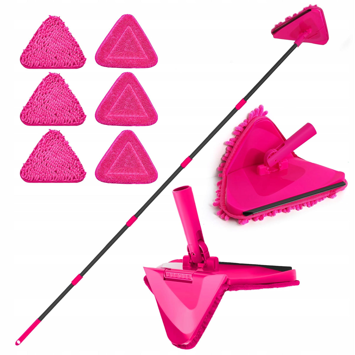 JEHONN Floor Mop 202cm Folding 180° 6 Overlay Microfiber