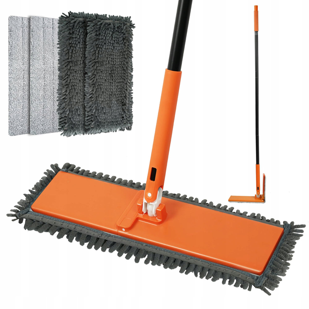 JEHONN Mop Flat 2in1 with 90° Folding Panel, Microfiber + Chenille