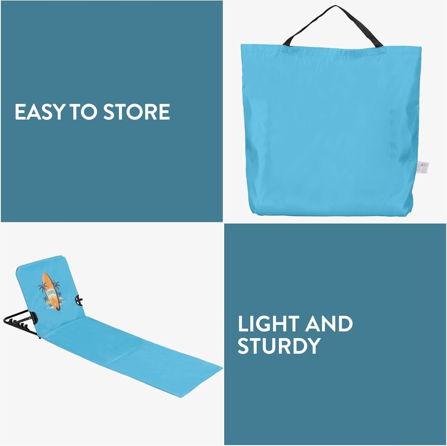 JEMIDI SUN LOUNGER BEACH MAT WITH BACKREST ADJUSTABLE 1,2KG TURQUOISE FOLDING Manufacturer code B0CN1D7Y89
