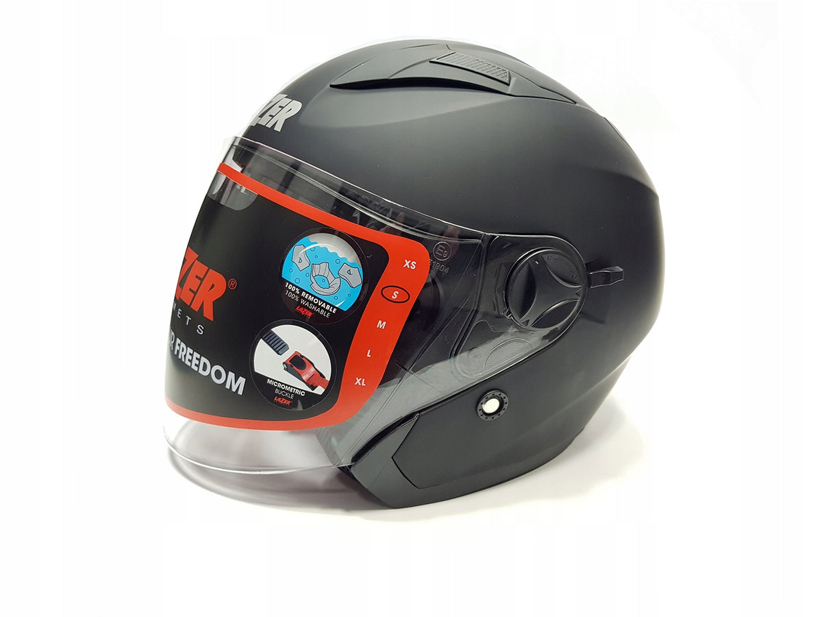 JET LAZER ORLANDO EVO BLACK MATT MOTORCYCLE OPEN HELMET