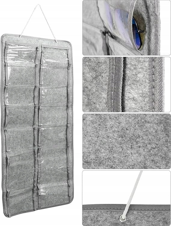 JEWELRY GLASSES ORGANIZER 16 SEATS SOFT FOR CLOSET HANGING LARGE Manufacturer code WISZĄCY ORGANIZER NA OKULARY STREFAZAKUPÓW