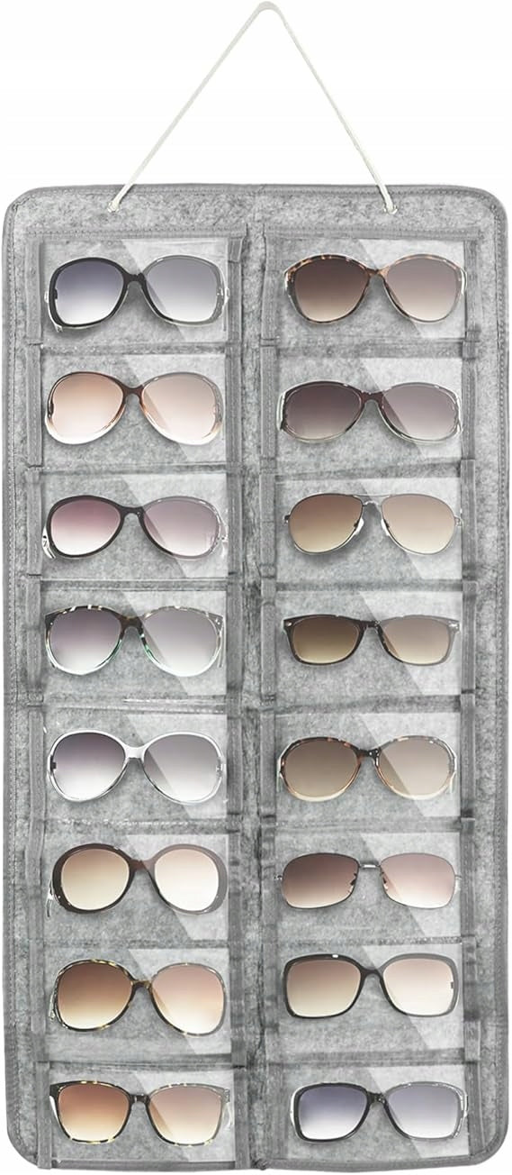 JEWELRY GLASSES ORGANIZER 16 SEATS SOFT FOR CLOSET HANGING LARGE