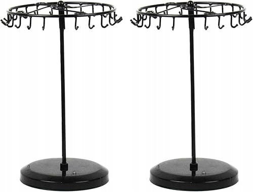 JEWELRY STAND 23 HOOKS BRASS WOOD ORGANIZER NECKLACES