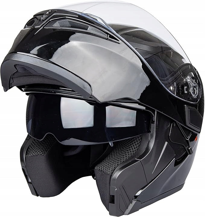 JIEKAI MOTORCYCLE HELMET WITH SUN VISOR BLACK r. XL