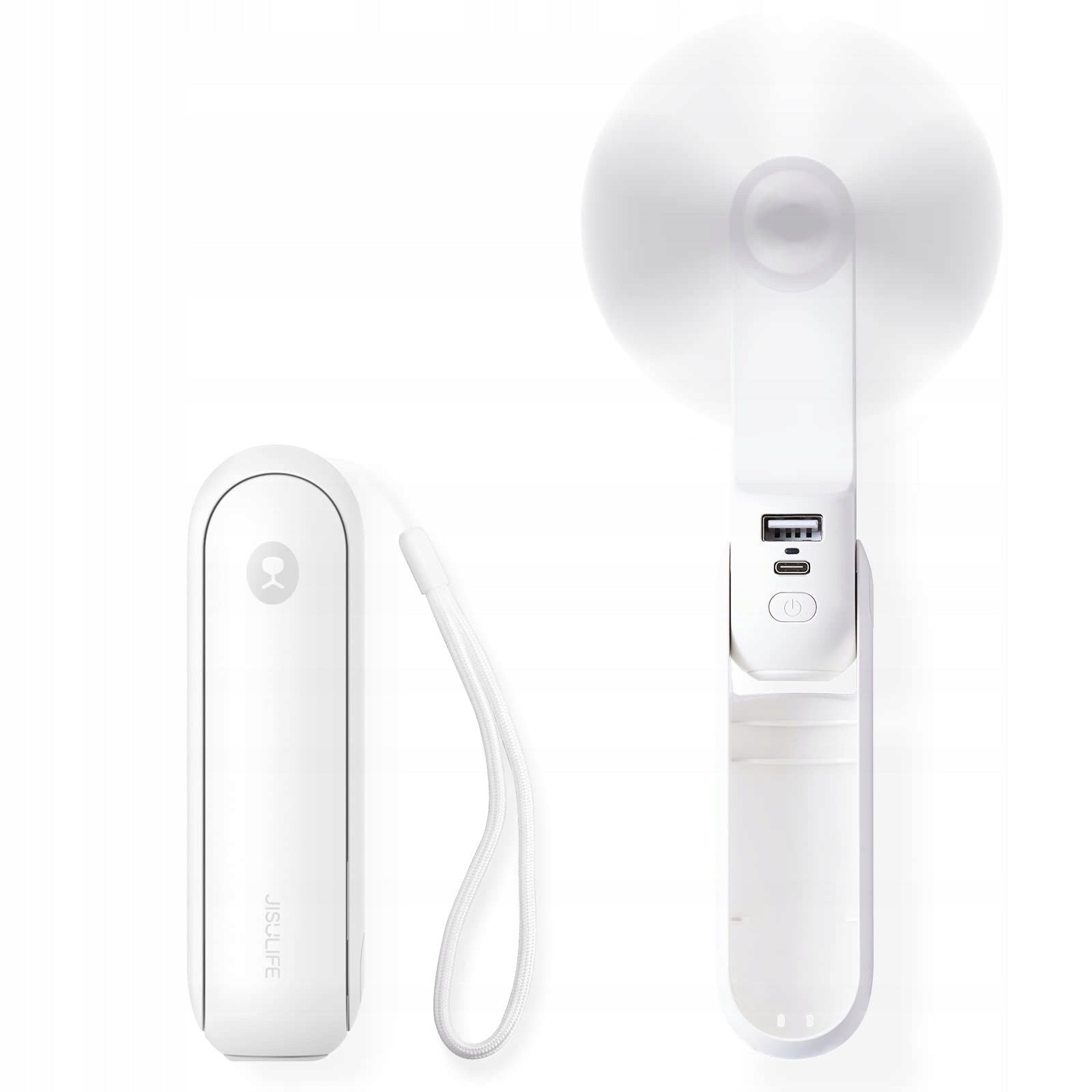 JISULIFE Portable Mini Handheld Fan with Flashlight and Power Bank, USB
