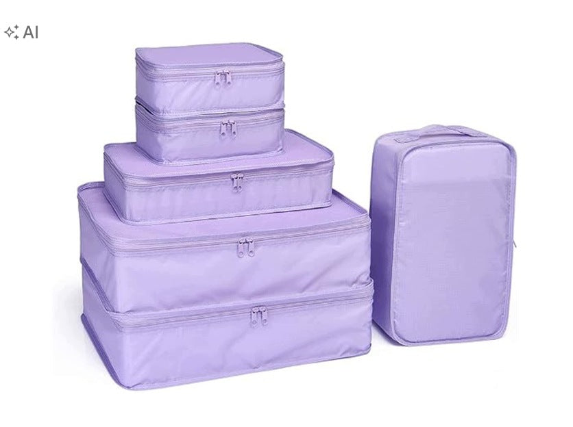 JJ POWER 6-Piece Clothes Bag Set PURPLE TRAVEL BAGS ORGANIZERS