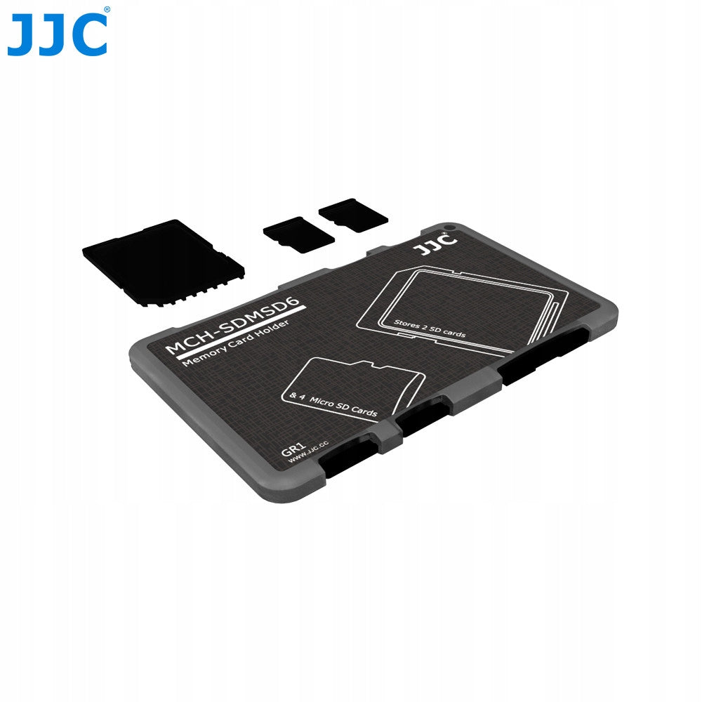 JJC Držák paměťových karet je vhodný pro 2 karty SD + 4 karty Micro SD Model MCH-SDMSD6GR