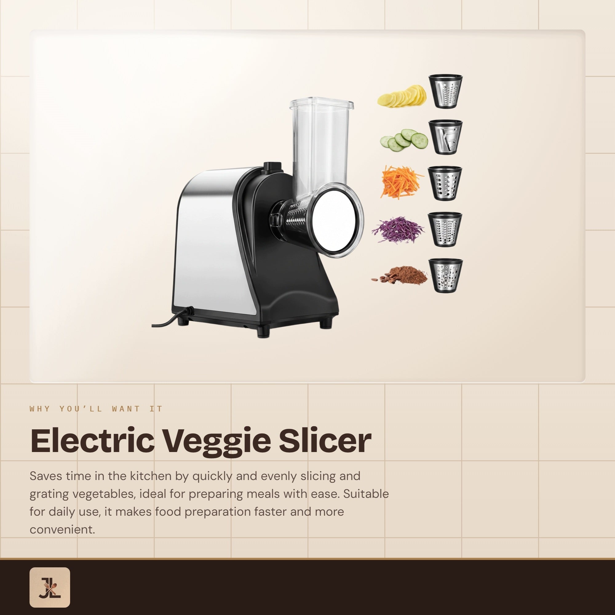 JL cuisine - Electric vegetable peeler - 250 watt - Stainless steel Power rating 250 W