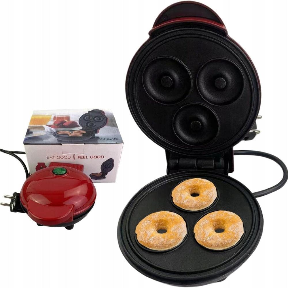 JOEBO Mini Donut Machine – Double Sided Heating, 350 W, Red