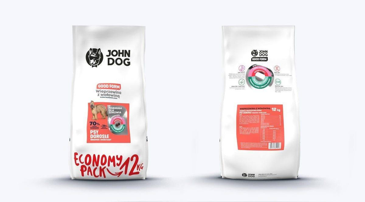 JOHN DOG ADULT LARGE DOGS PORK BEEF 12KG Packaging status original