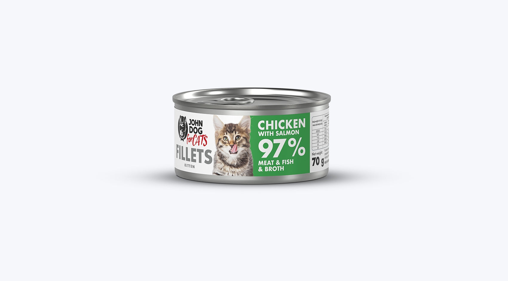 JOHN DOG FOR CATS CHICKEN SALMON FOR KITTENS 70g Packaging status original