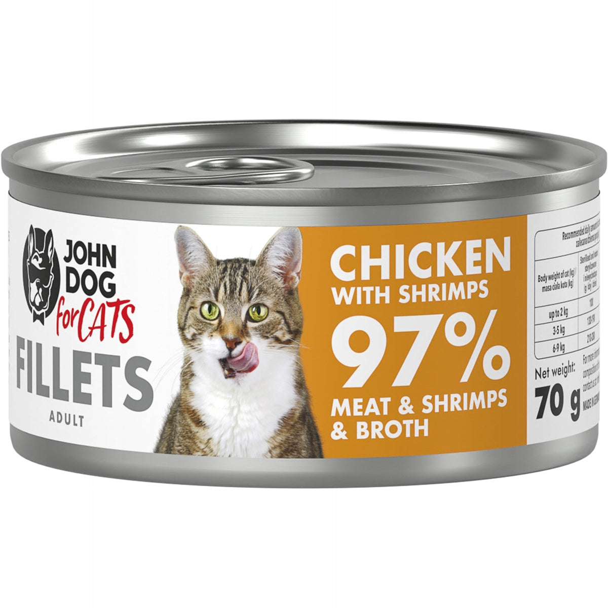 JOHN DOG FOR CATS FILLETS ADULT CAT FOOD CHICKEN SHRIMP 70g 759
