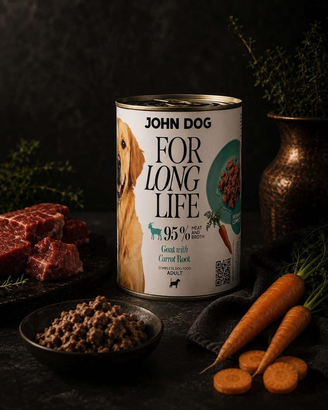 JOHN DOG For Long Life | GOAT with Carrot Root Wet Food for Dogs 800g Manufacturer code KMJDFLLDKKB86