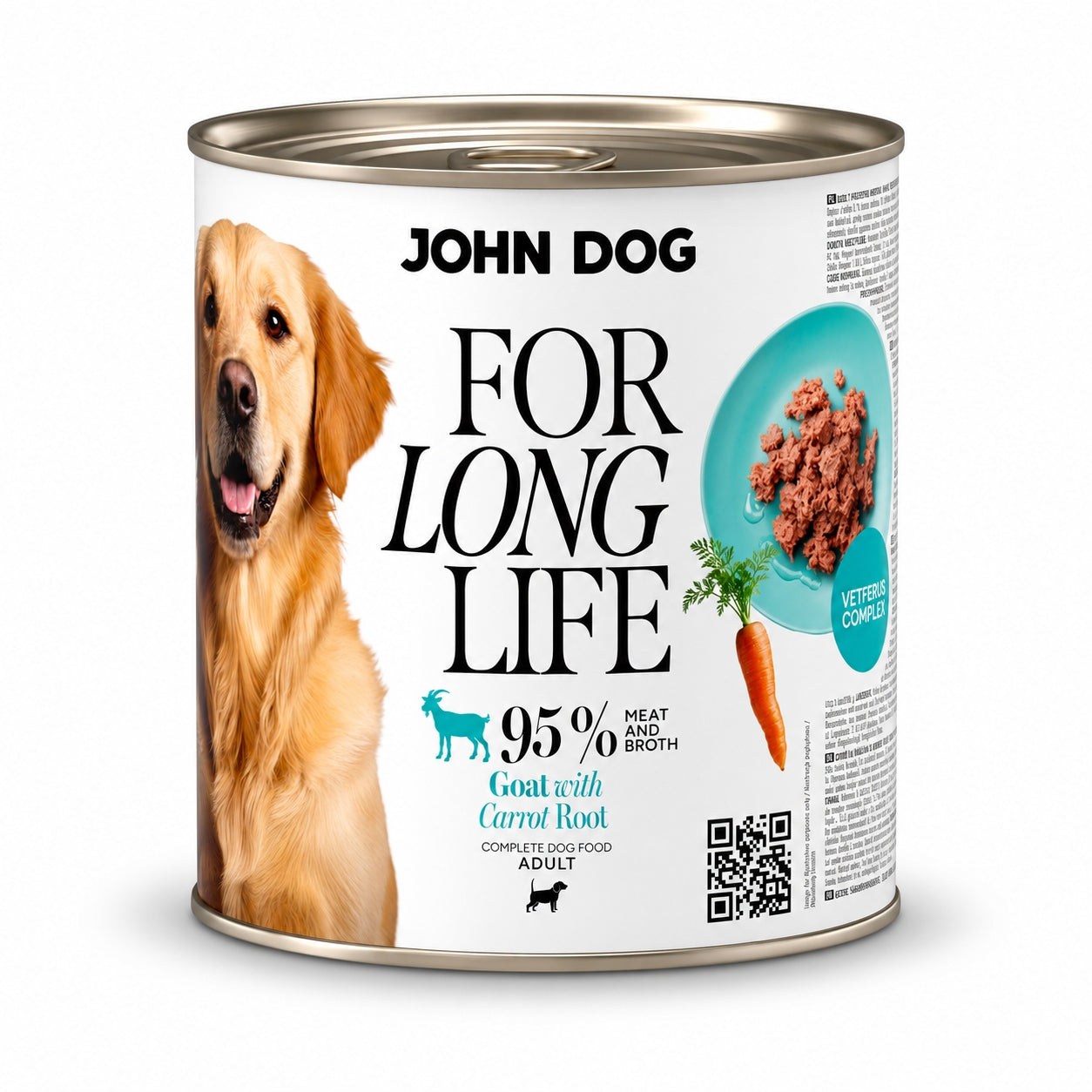 JOHN DOG For Long Life | GOAT with Carrot Root Wet Food for Dogs 800g