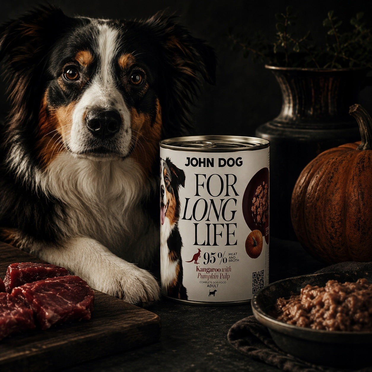 JOHN DOG For Long Life | Kangaroo with Pumpkin Flesh | Wet Dog Food 800g Brand John Dog