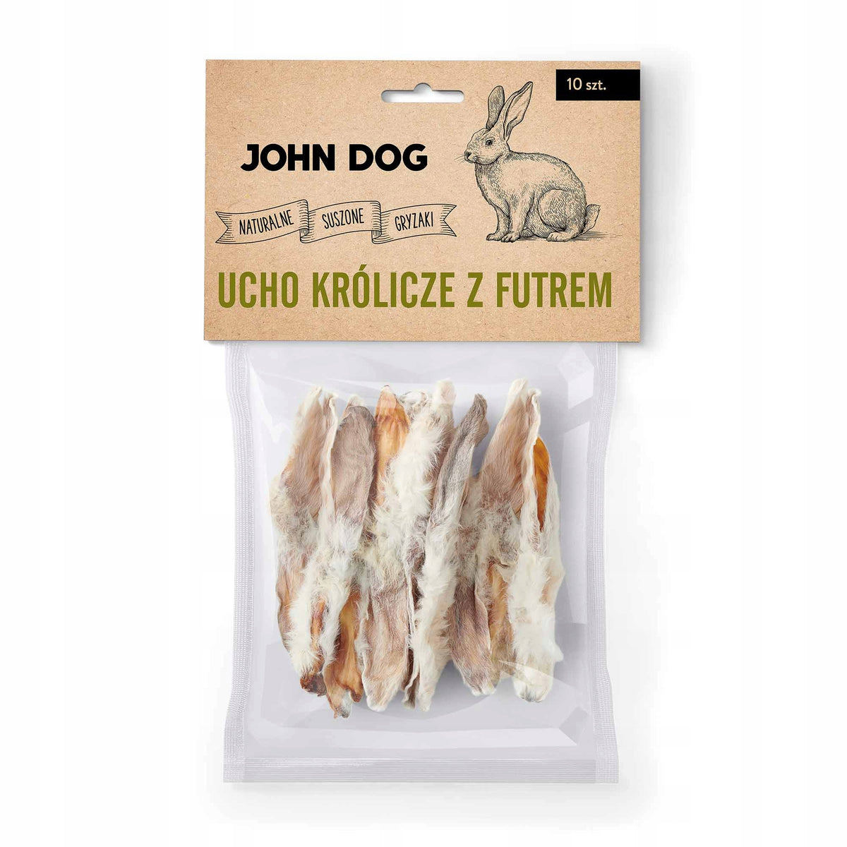 JOHN DOG Rabbit Ear with Fur 10pcs