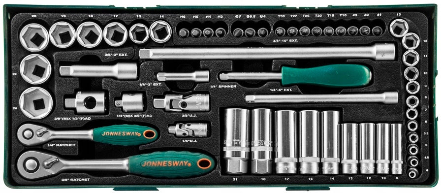 JONNESWAY SOCKET WRENCH SET 1/4 3/8 57PCS Brand Jonnesway