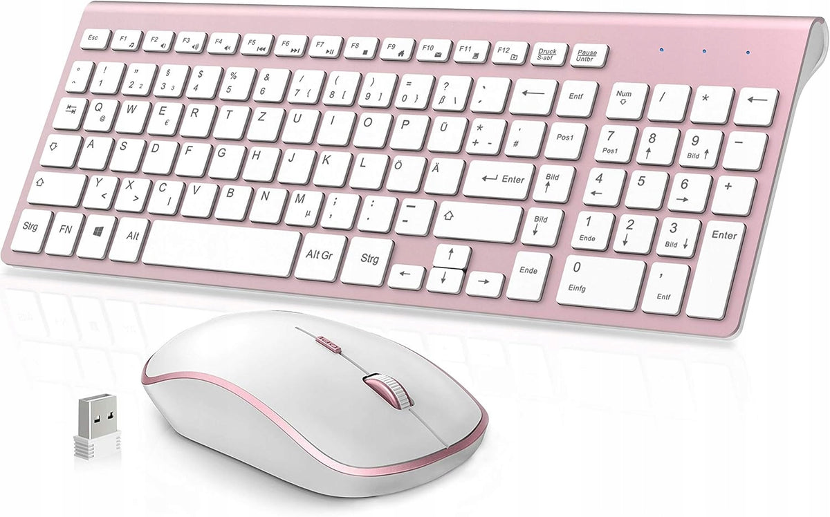 JOYACCESS USB wireless keyboard and mouse set ultra thin pink DE