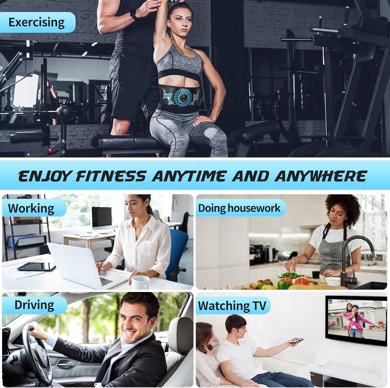 JOYTOUR EMS Abdominal Muscle Stimulator 6 Modes 9 Intensity Universal Model 760627828639