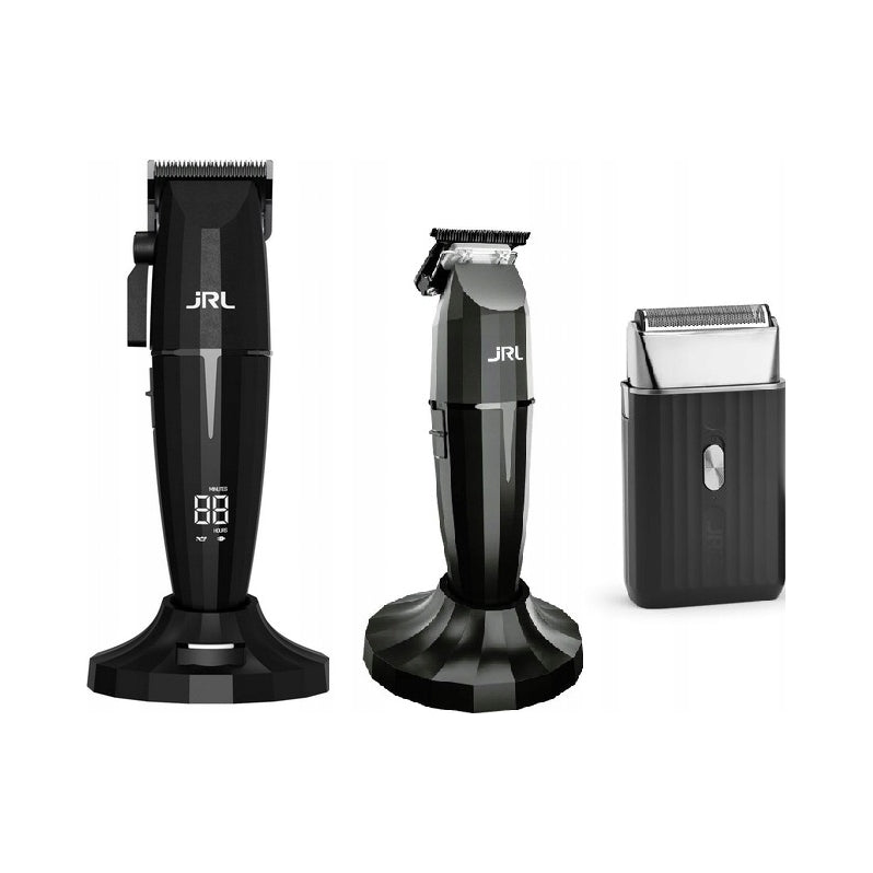 JRL Onyx Cordless Trimmer + Razor + Shaver + 2 Stations Black