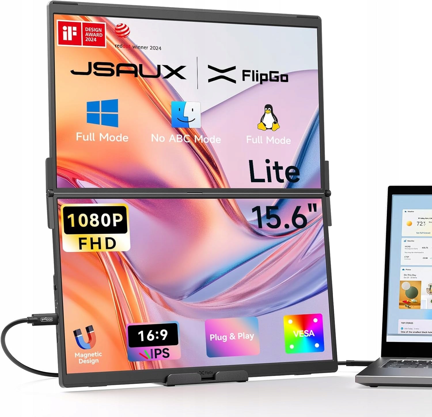 JSAUX FlipGo 15,6" Dual Portable Monitor Screen Extension M2113