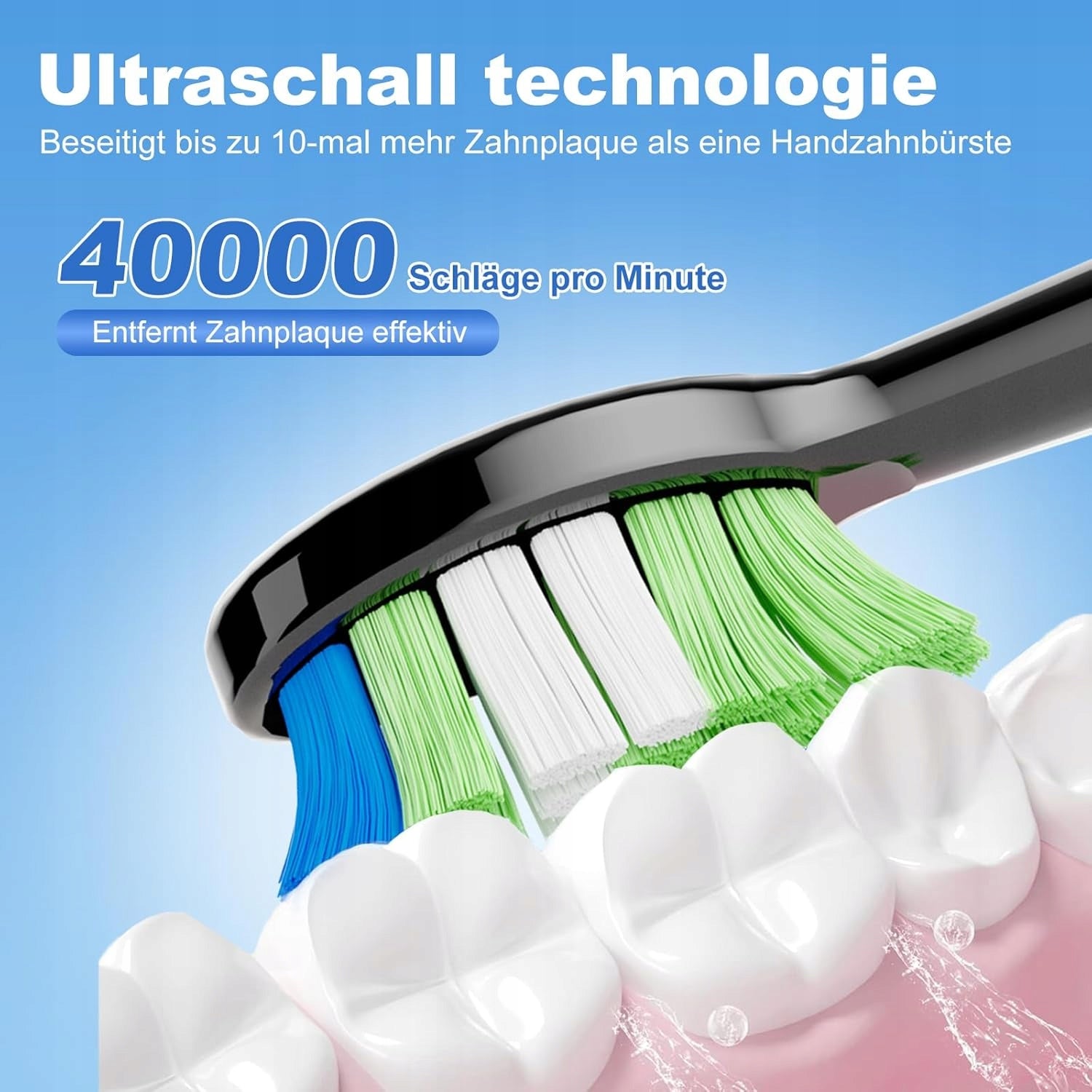 JTF P200 black electric toothbrush 5 modes 6 heads 60 working days Kind toothbrush