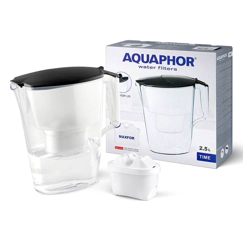 JUG 2,5L TIME WITH FILTER CARTRIDGE B100-25 MAXFOR BLACK Brand Aquaphor