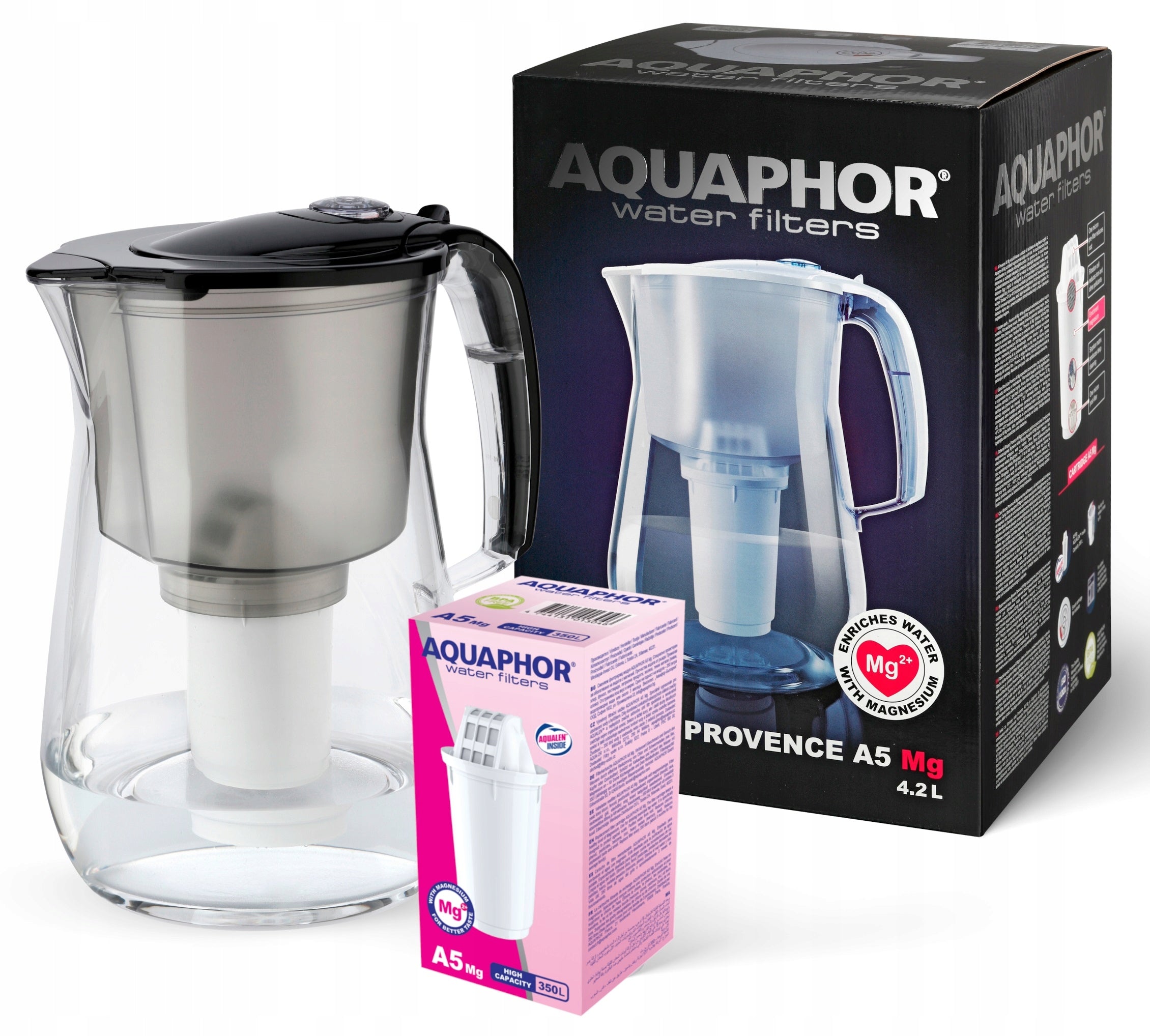 JUG FILTER AQUAPHOR PROVENCE BLACK + CARTRIDGE A5 MAGNESIUM