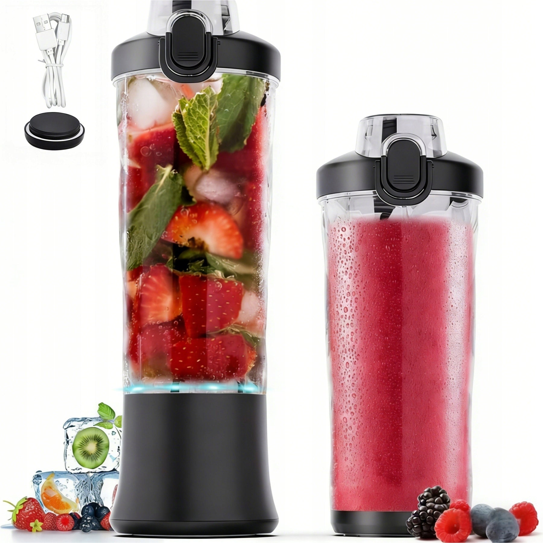 JUICE AND COCKTAIL BLENDER WIRELESS SMALL KITCHEN BLENDER BLACK