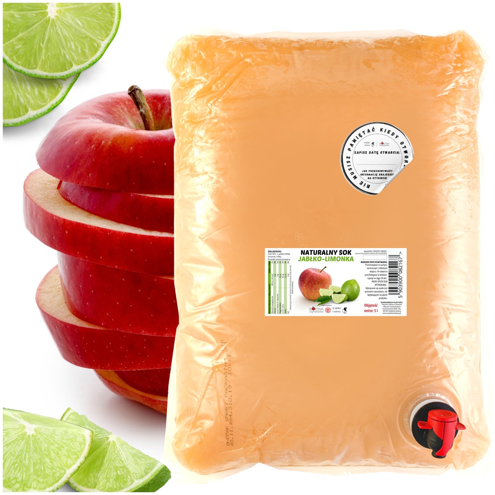 JUICE APPLE LIME Natural Cold Pressed Juice Press Szymanowice 5l