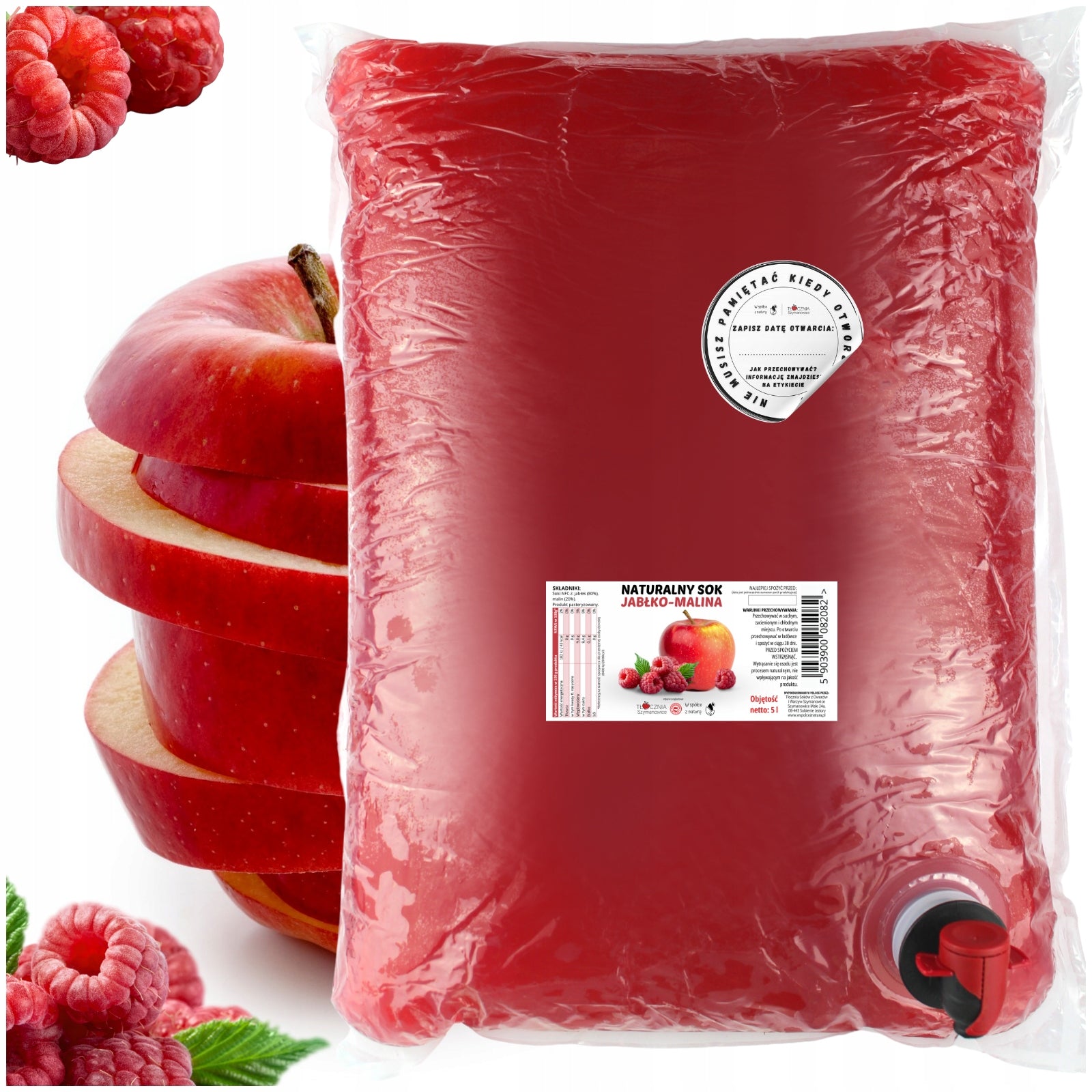 JUICE APPLE RASPBERRY Natural Cold Pressed Juice Press Szymanowice 5l