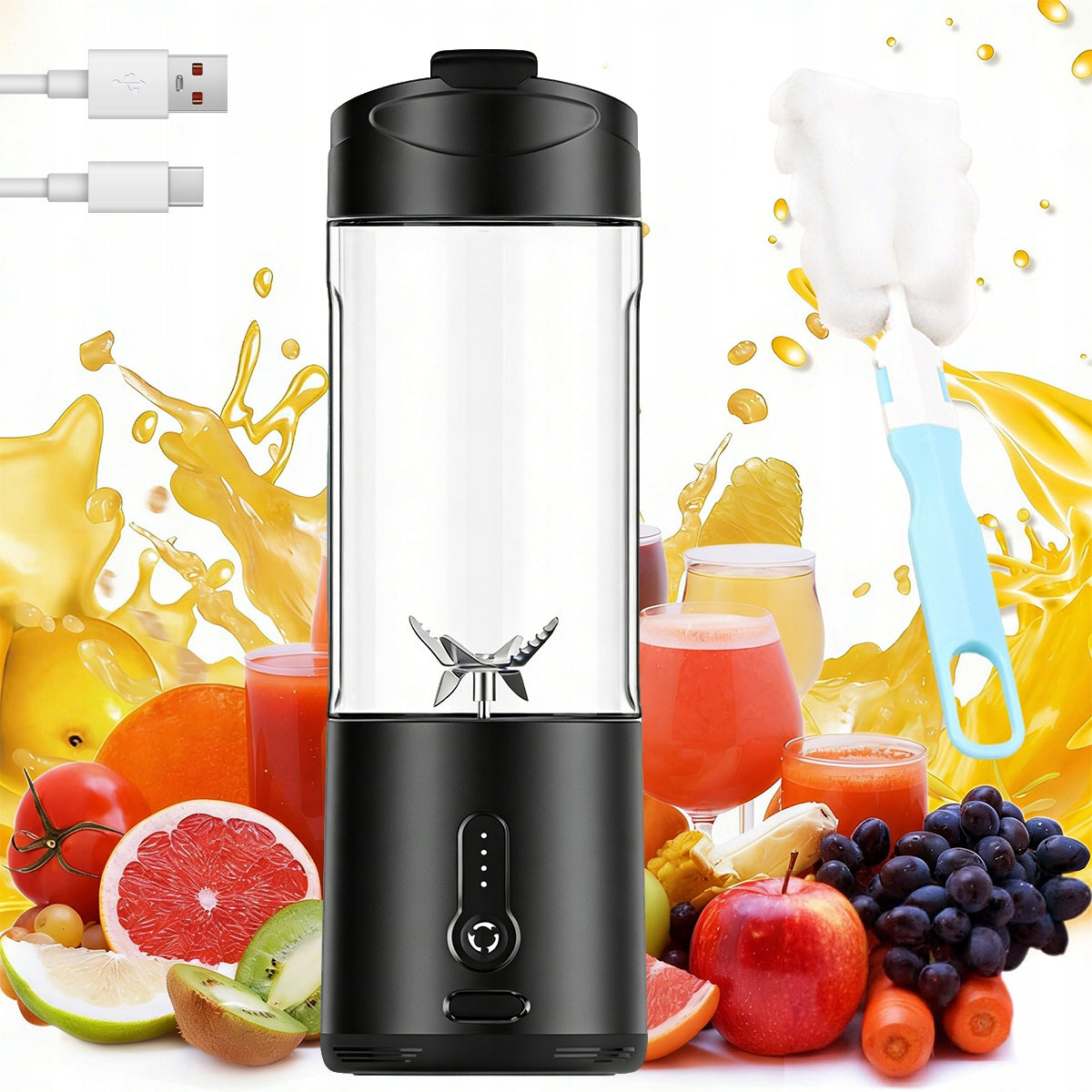 JUICE BLENDER AND SMOOTHIE WIRELESS MINI USB TRAVEL BLENDER BLACK Dominant color black