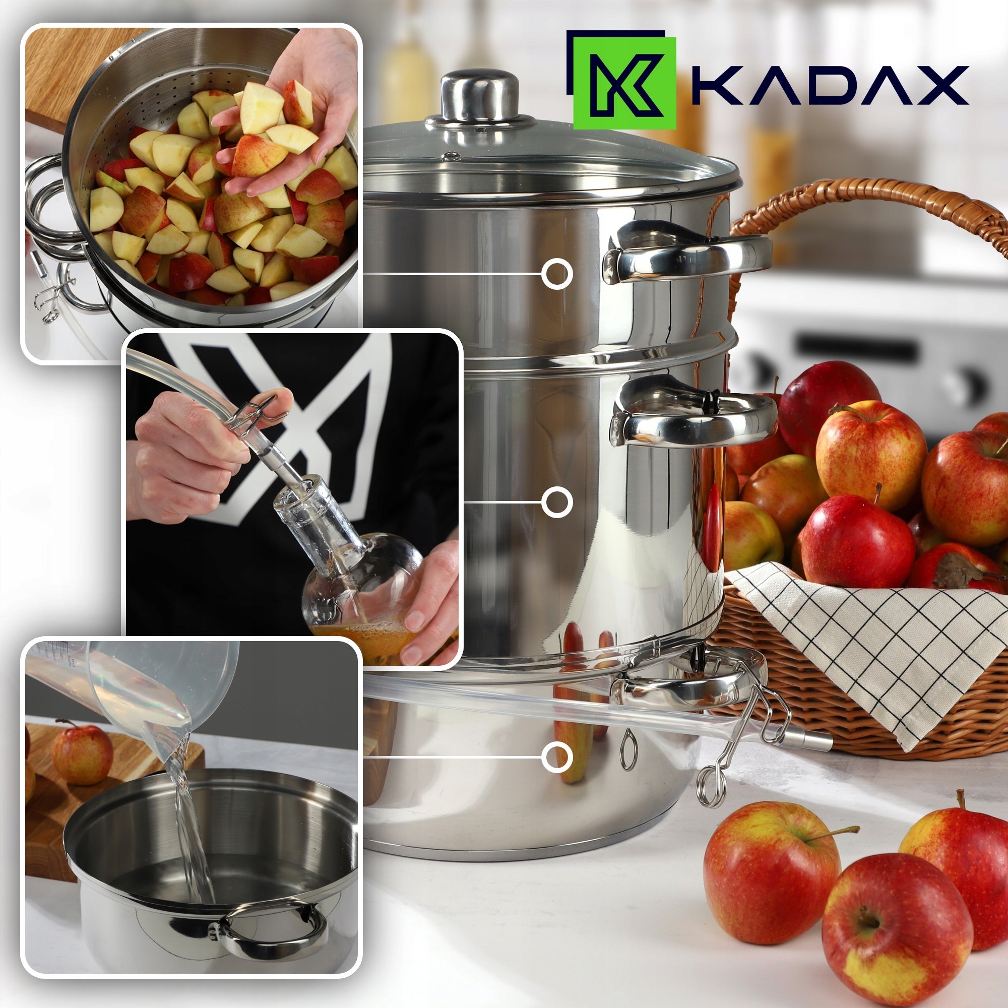 JUICE MAKER POT 8L STAINLESS STEEL STEAM FOR INDUCTION GAS LARGE STEEL 3in1 Packaging status original