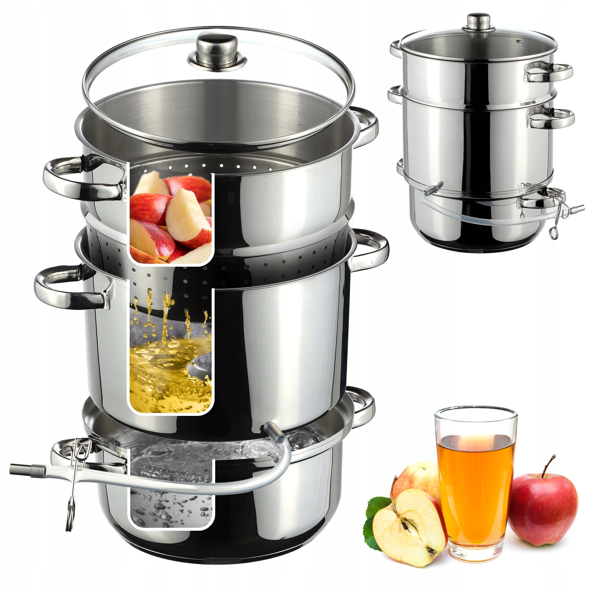 JUICE MAKER POT 8L STAINLESS STEEL STEAM FOR INDUCTION GAS LARGE STEEL 3in1