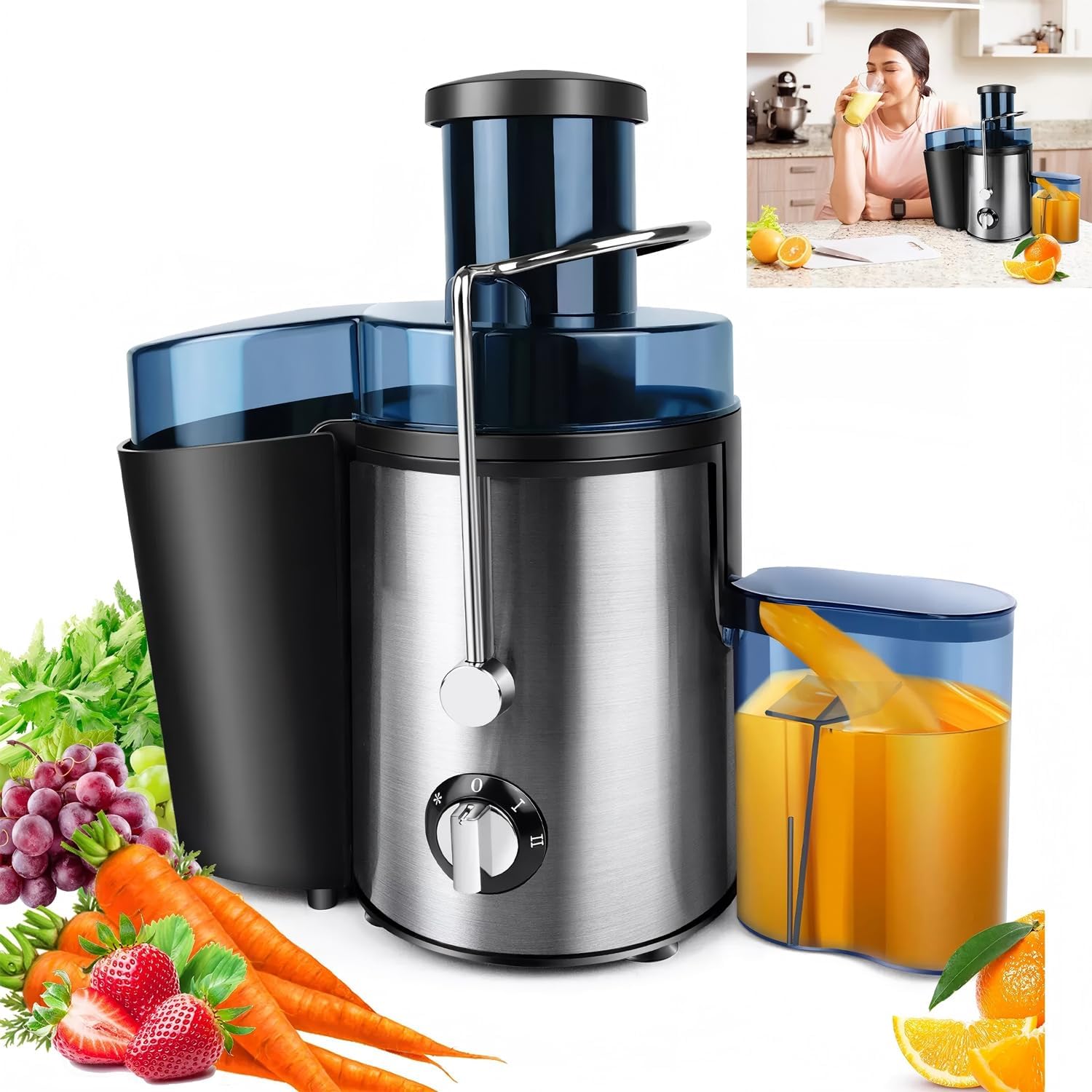 JUICER HIGH SPEED JUICER FOR VEGETABLES AND VEGETABLES STRONG 800W Large