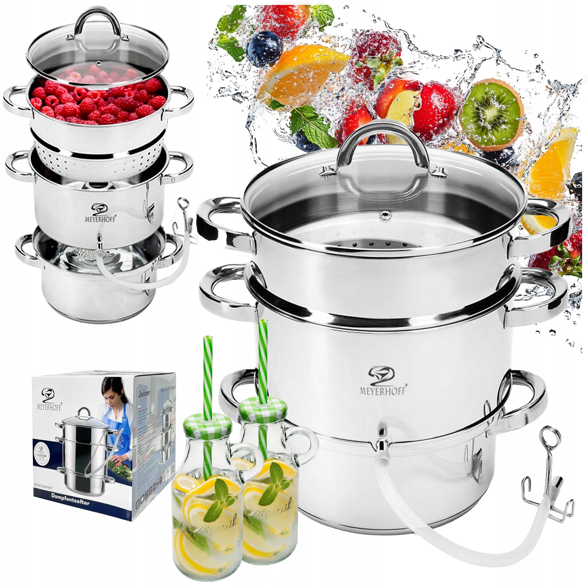 JUICER steam pot STEAMER stainless steel GAS INDUCTION 5L + COVER