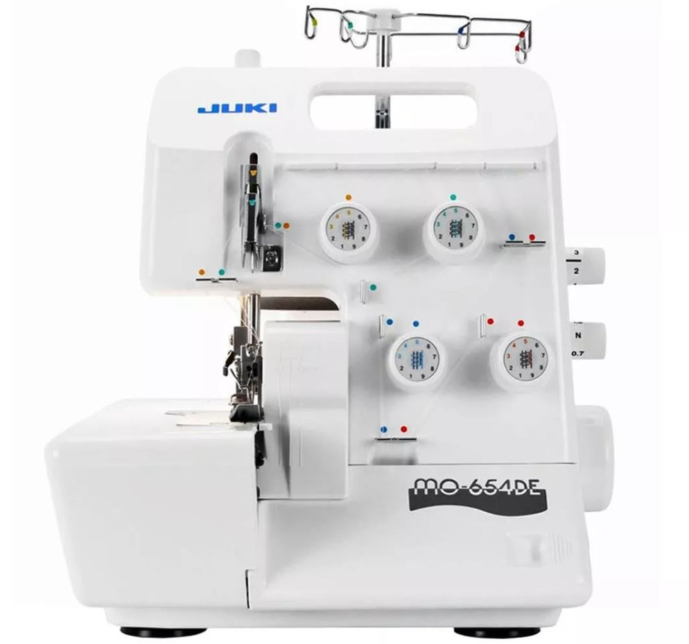 JUKI MO-654DE 4-thread overlock with gripper threader and mere Dominant color white