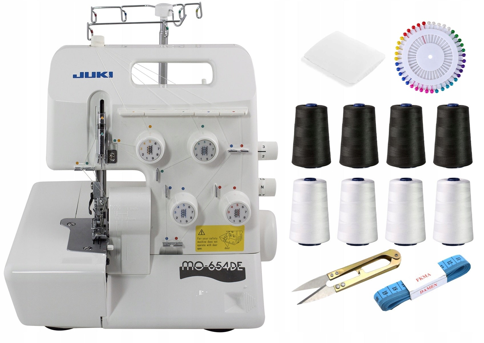 JUKI MO-654DE 4-thread overlock with gripper threader and mere Material metal