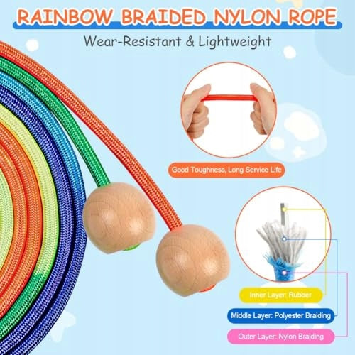 JUMP ROPE 5 M MULTIPLAYER TEAM BACKYARD FUN FOR HOME Color multicolor