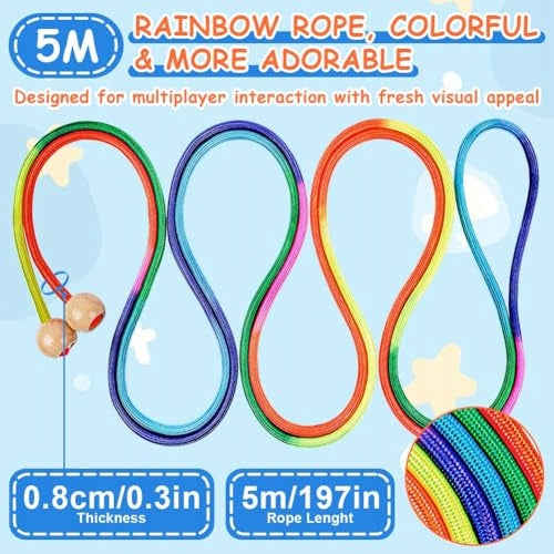 JUMP ROPE 5 M MULTIPLAYER TEAM BACKYARD FUN FOR HOME Rope length 1 cm