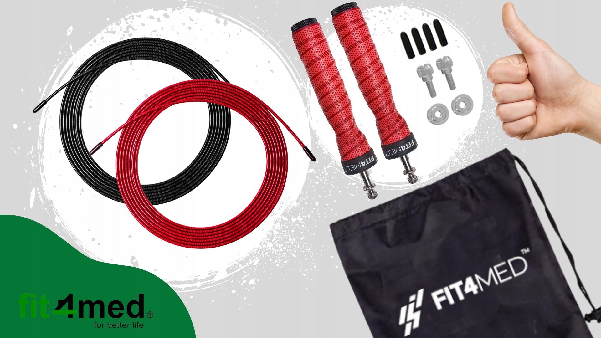 JUMP ROPE ADJUSTABLE 2 STEEL ROPES WITH BEARINGS FOR FITNESS EXERCISES FIT4MED Kind made of plastic