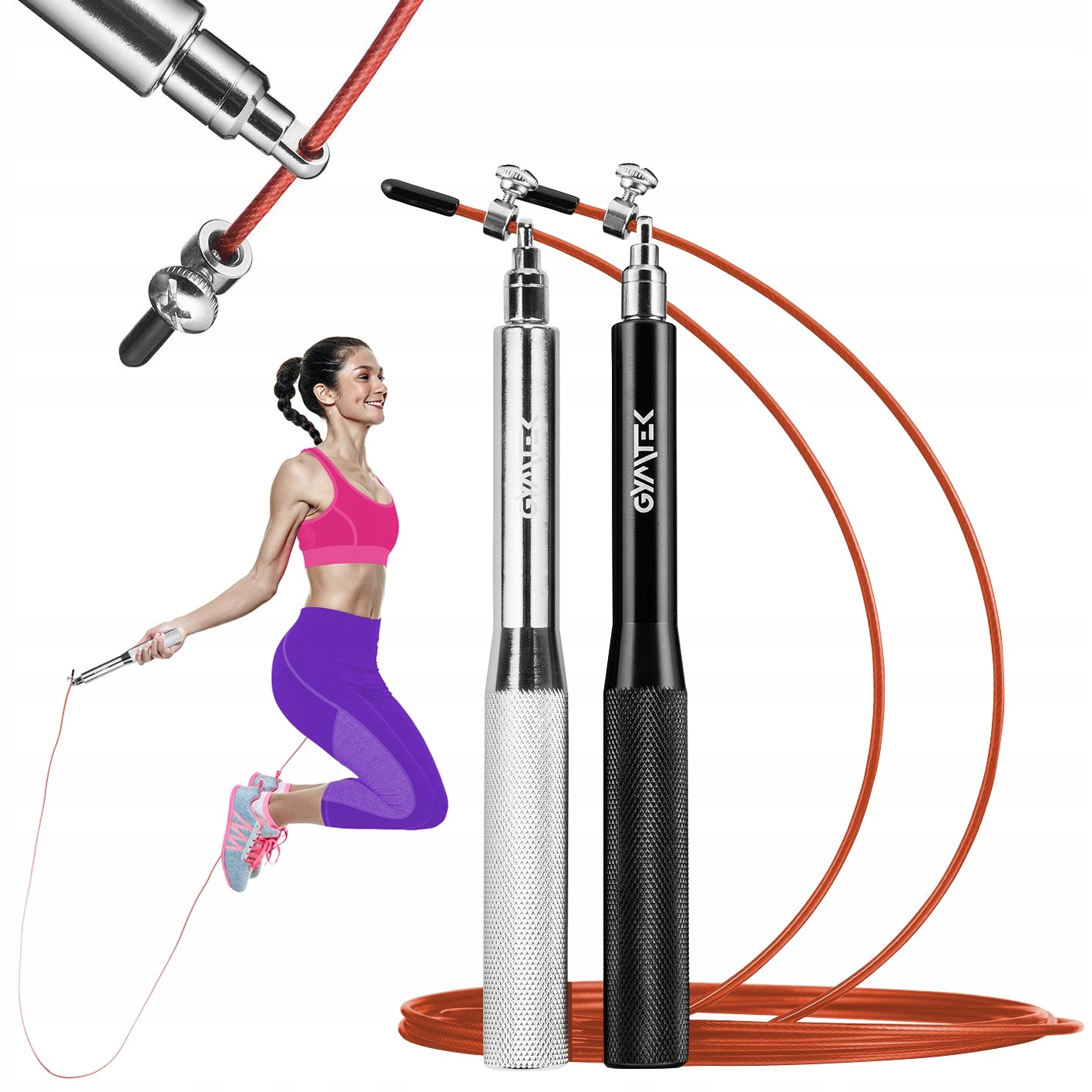 JUMP ROPE ADJUSTABLE STEEL BOXING FITNESS GYMTEK