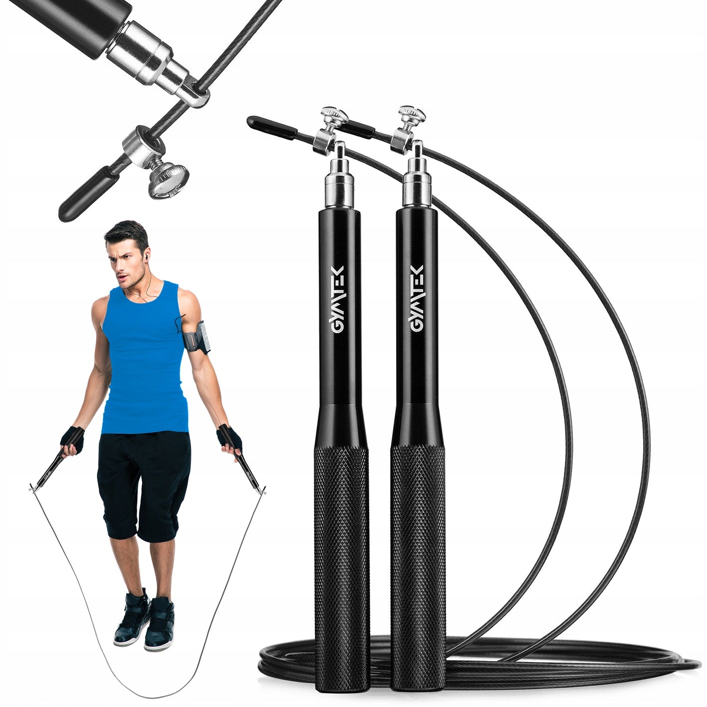 JUMP ROPE ADJUSTABLE STEEL BOXING FITNESS GYMTEK