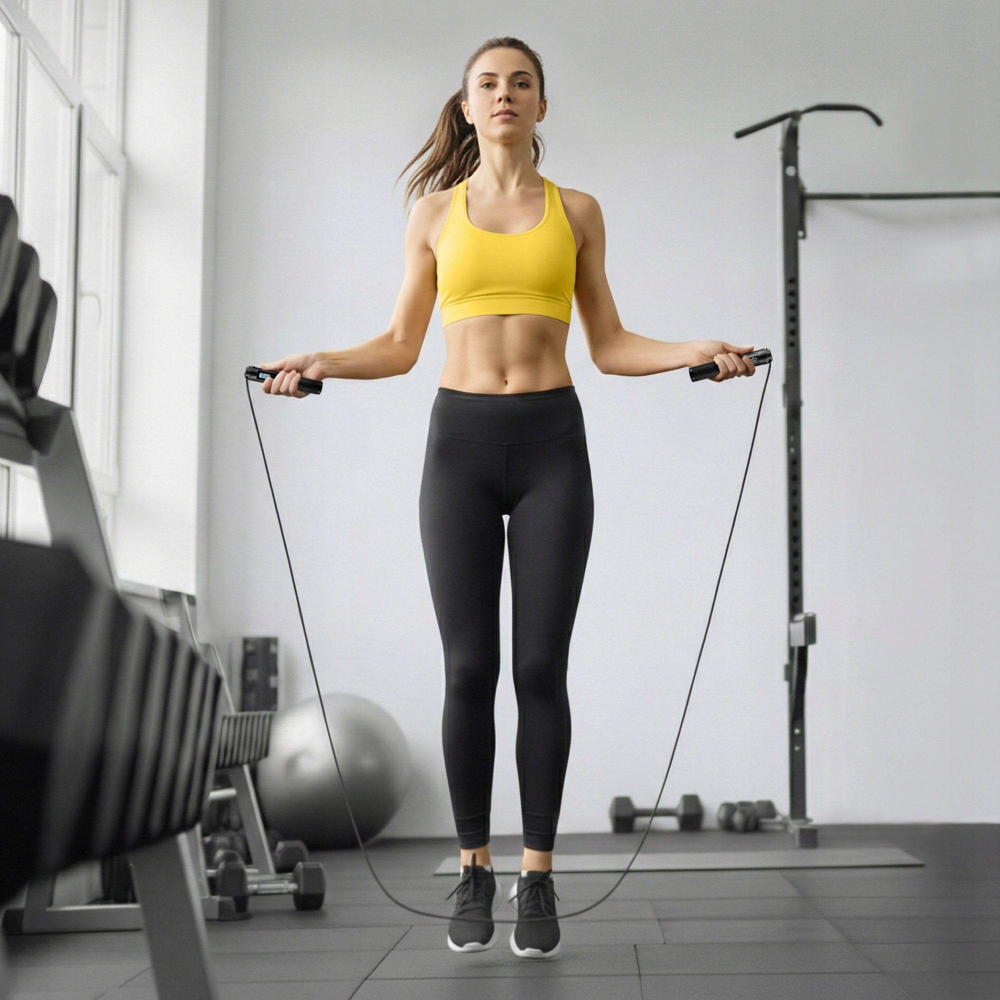 JUMP ROPE ADJUSTABLE WITH COUNTER WIRELESS BALLS CALORIE DISPLAY Manufacturer code Skakanka treningowa z wyświetlaczem JR-E01